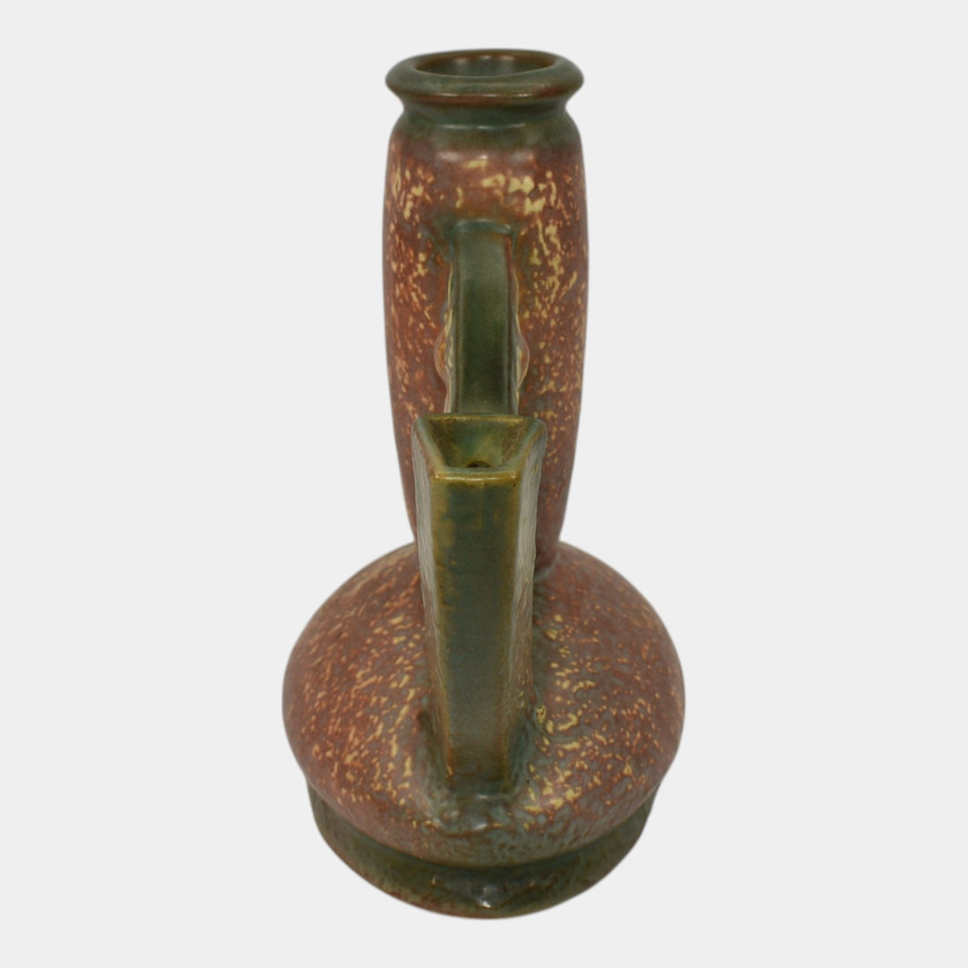 Roseville Dahlrose 1928 Vintage Arts And Crafts Pottery Triple Bud Vase 76-6 - Just Art Pottery