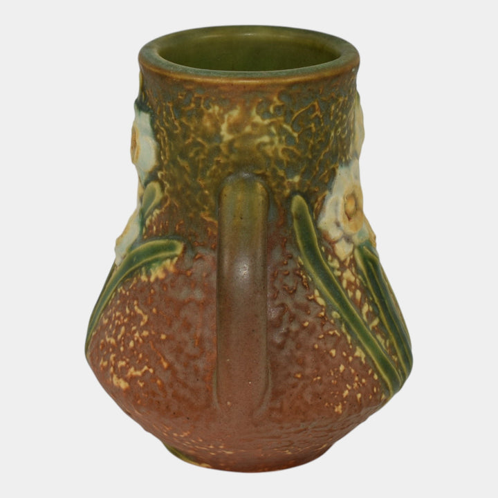 Roseville Jonquil 1931 Vintage Art and Crafts Brown Pottery Ceramic Vase 550 - Just Art Pottery