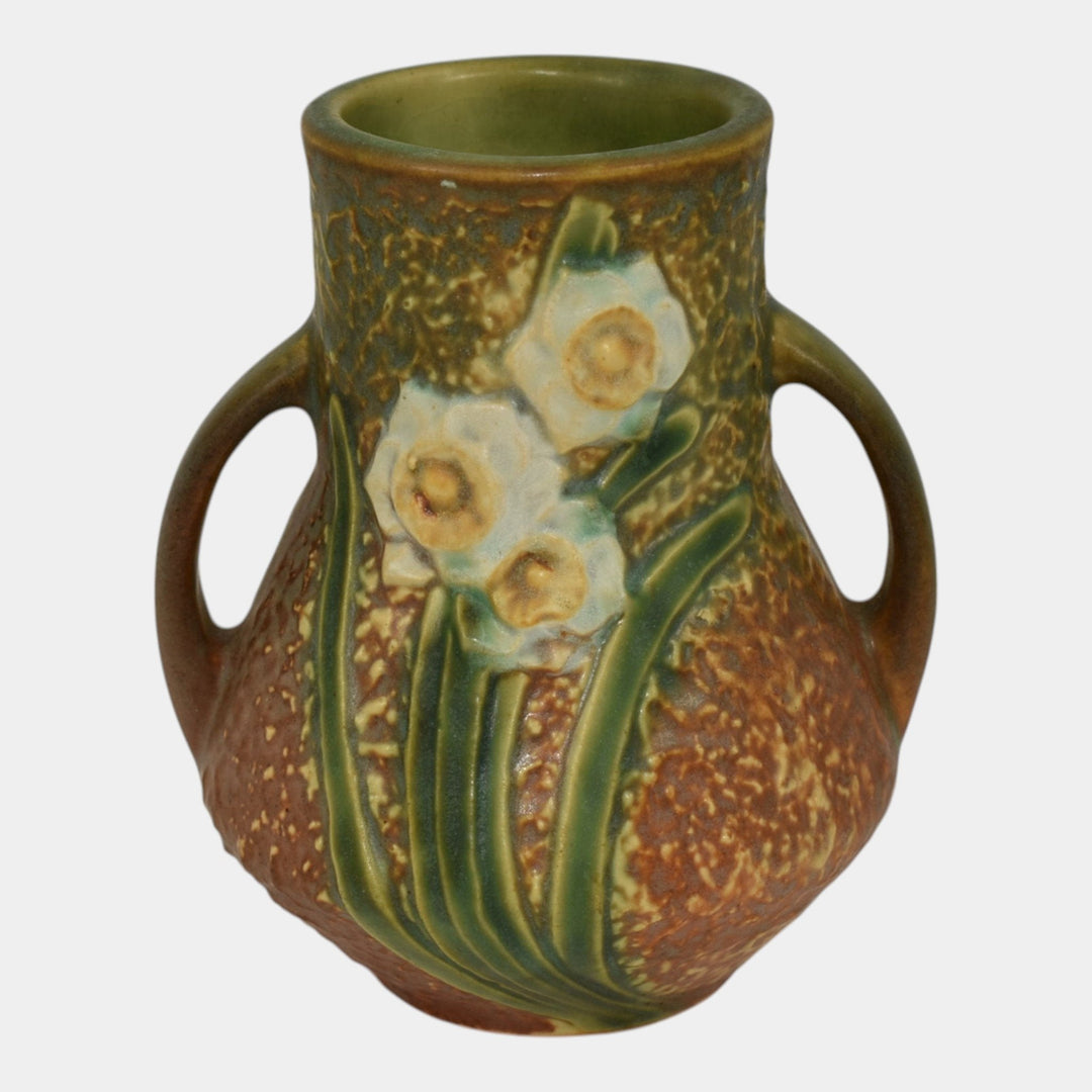Roseville Jonquil 1931 Vintage Art and Crafts Brown Pottery Ceramic Vase 550 - Just Art Pottery