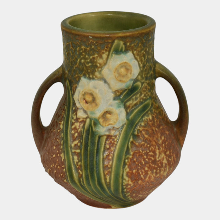Roseville Jonquil 1931 Vintage Art and Crafts Brown Pottery Ceramic Vase 550 - Just Art Pottery