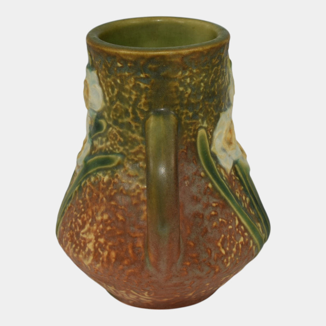 Roseville Jonquil 1931 Vintage Art and Crafts Brown Pottery Ceramic Vase 550 - Just Art Pottery