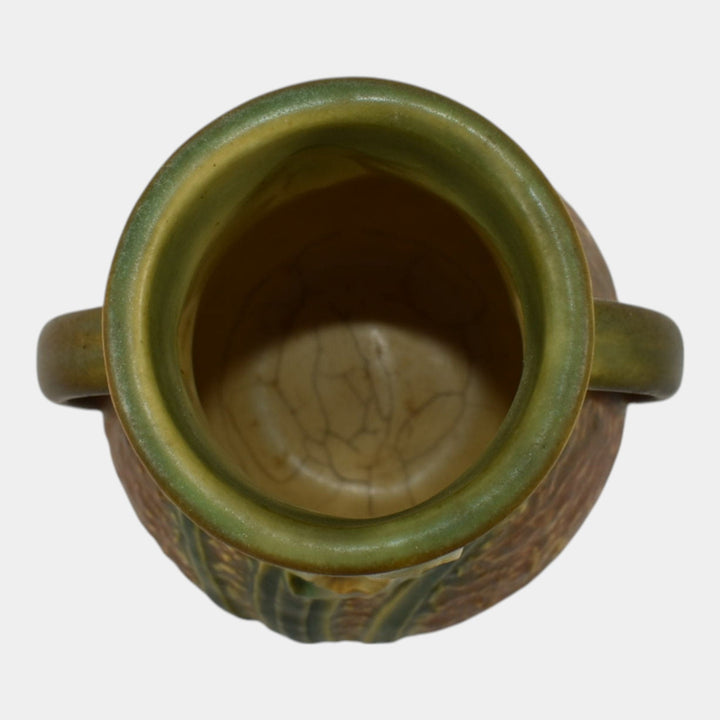 Roseville Jonquil 1931 Vintage Art and Crafts Brown Pottery Ceramic Vase 550 - Just Art Pottery