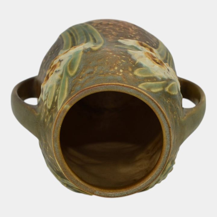 Roseville Jonquil 1931 Vintage Arts And Crafts Pottery Brown Ceramic Vase 528-8 - Just Art Pottery