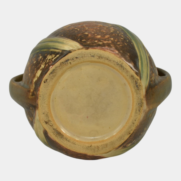 Roseville Jonquil 1931 Vintage Arts And Crafts Pottery Brown Ceramic Vase 528-8 - Just Art Pottery