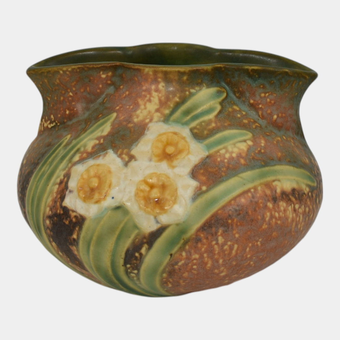 Roseville Jonquil 1931 Vintage Arts And Crafts Pottery Crocus Pot Vase 93-4 - Just Art Pottery