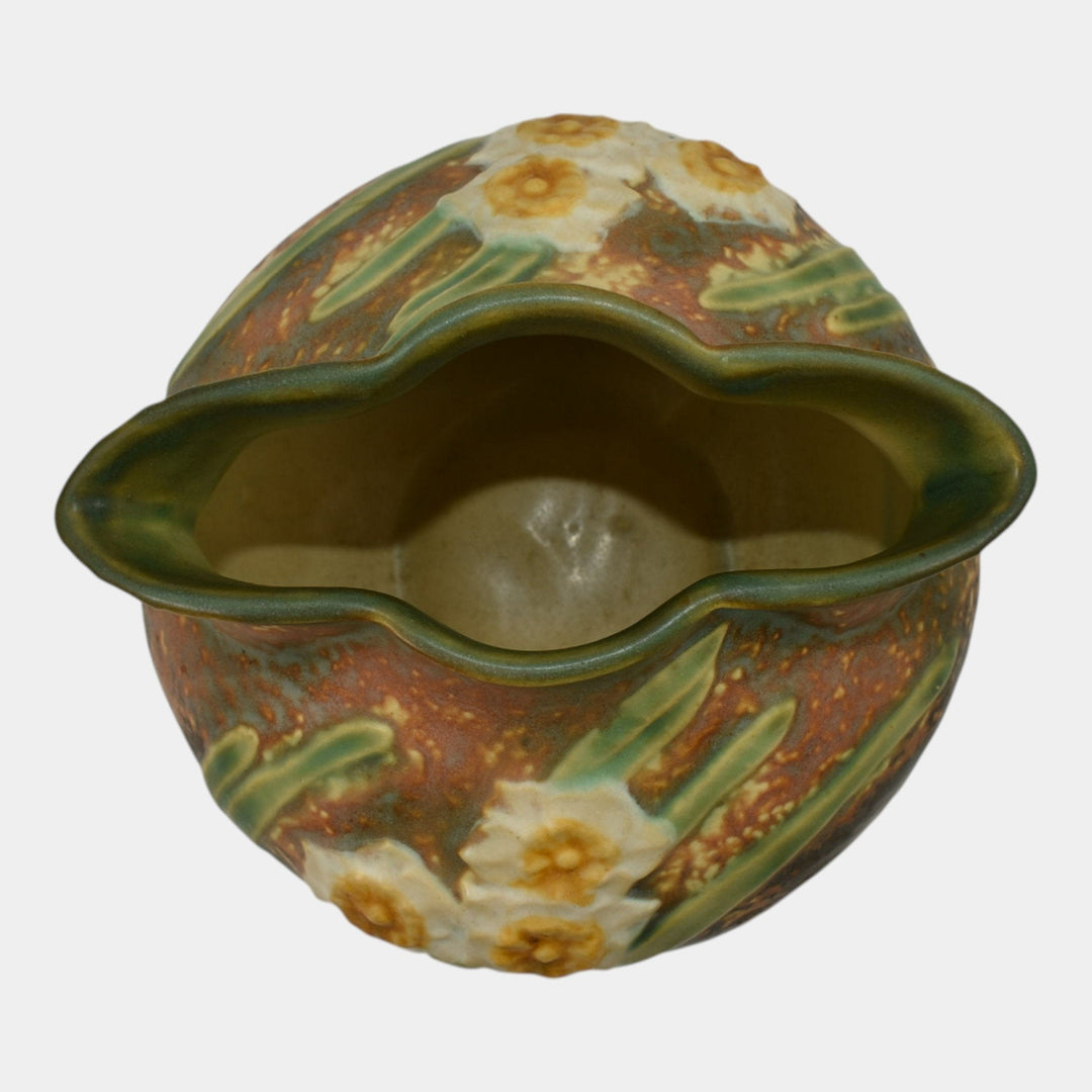 Roseville Jonquil 1931 Vintage Arts And Crafts Pottery Crocus Pot Vase 93-4 - Just Art Pottery
