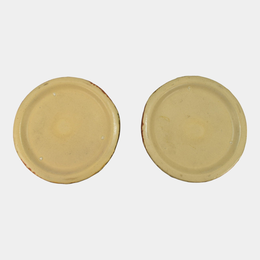 Roseville Jonquil 1931 Vintage Art Pottery Brown Ceramic Candle Holders 1082-4 - Just Art Pottery