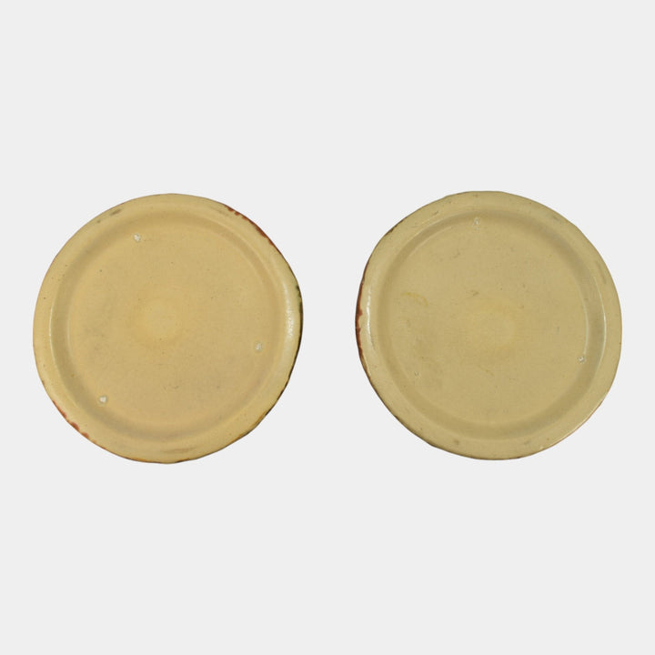 Roseville Jonquil 1931 Vintage Art Pottery Brown Ceramic Candle Holders 1082-4 - Just Art Pottery