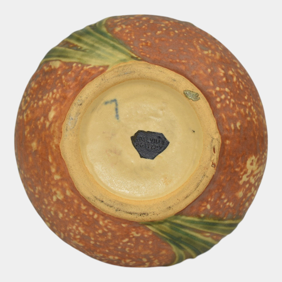 Roseville Jonquil 1931 Vintage Arts And Crafts Pottery Brown Basket 324-8 - Just Art Pottery