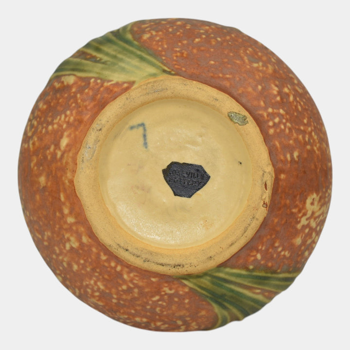 Roseville Jonquil 1931 Vintage Arts And Crafts Pottery Brown Basket 324-8 - Just Art Pottery