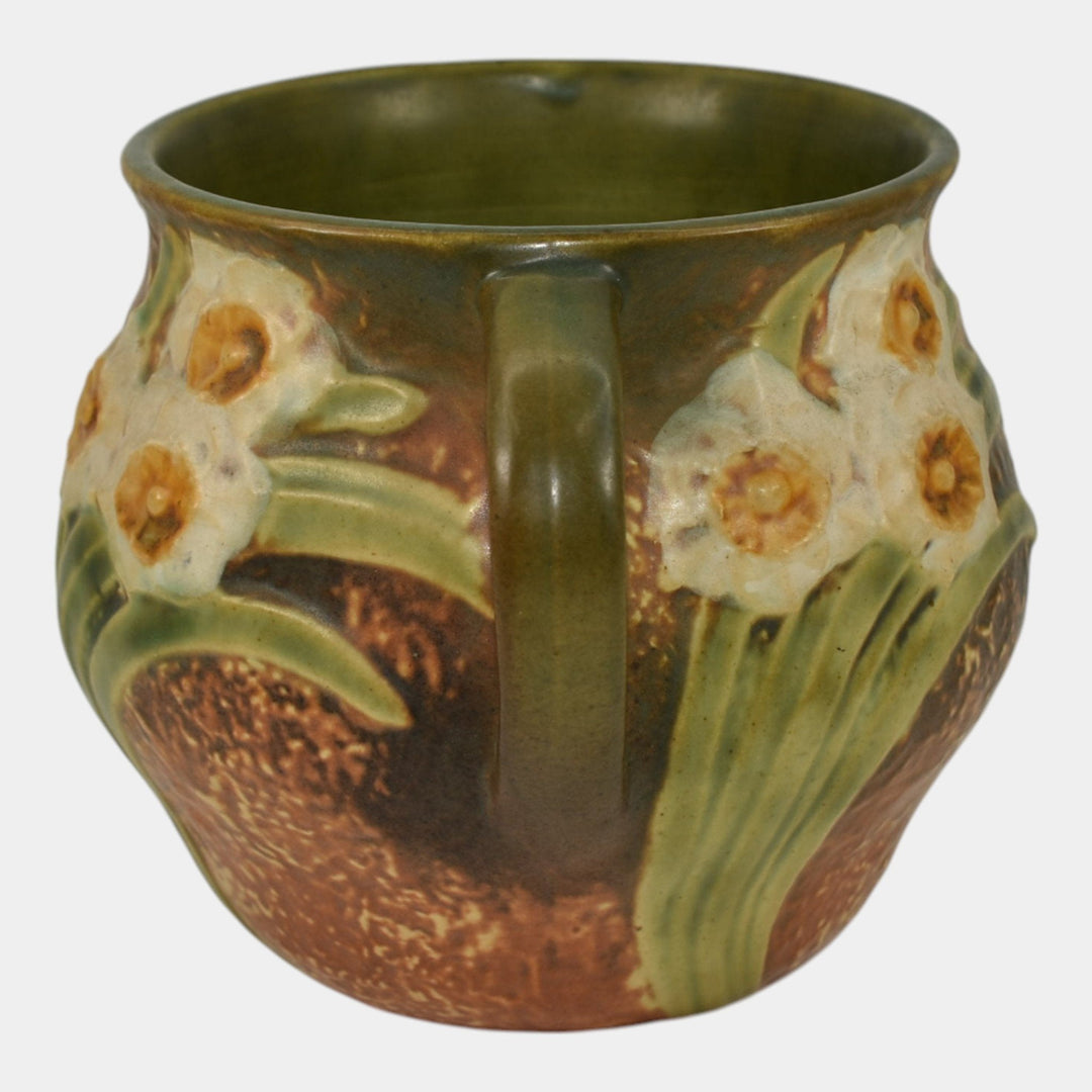 Roseville Jonquil 1931 Vintage Arts And Crafts Pottery Brown Ceramic Vase 525-5 - Just Art Pottery
