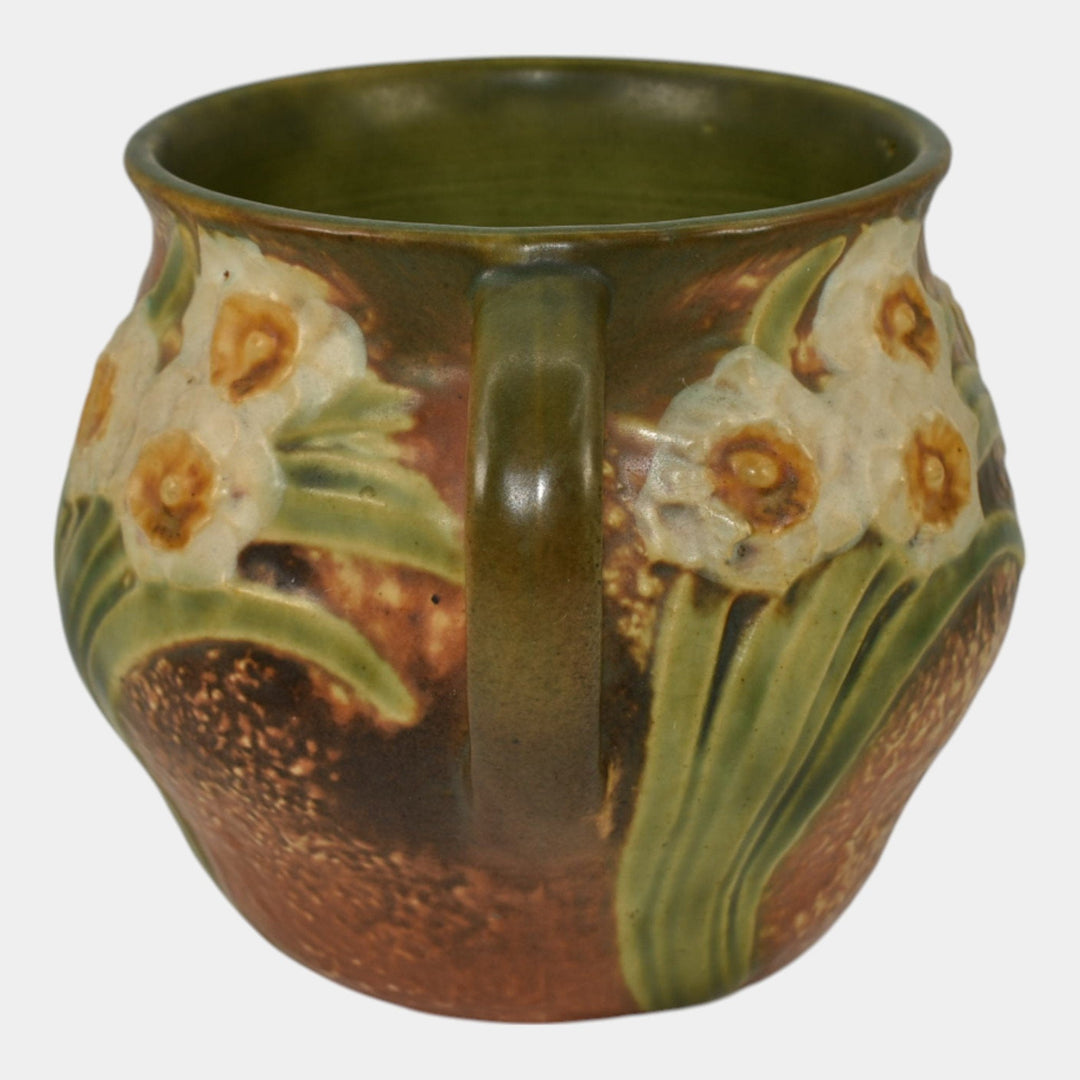 Roseville Jonquil 1931 Vintage Arts And Crafts Pottery Brown Ceramic Vase 525-5 - Just Art Pottery