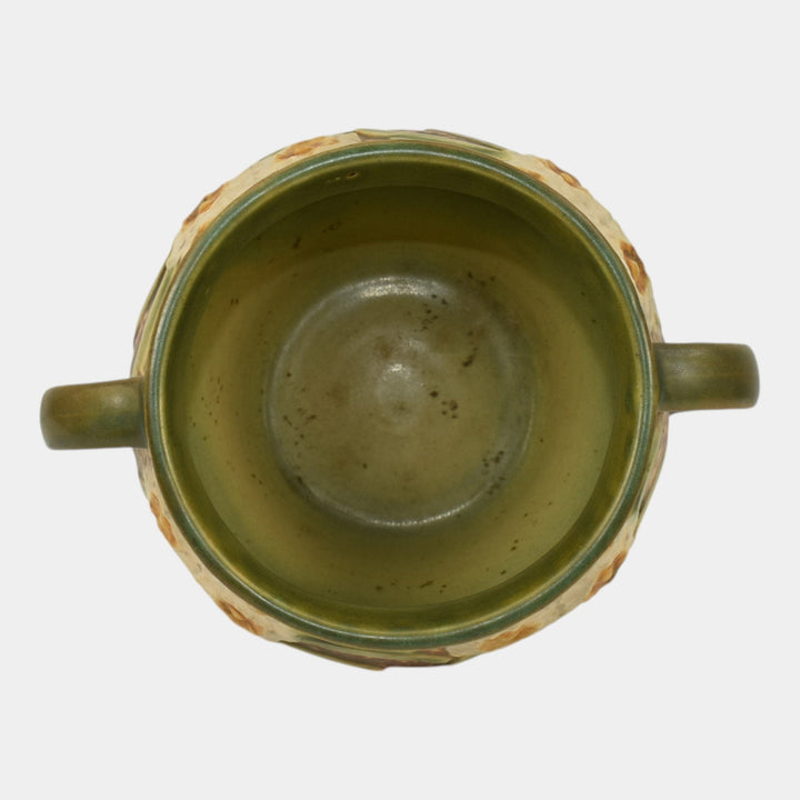 Roseville Jonquil 1931 Vintage Arts And Crafts Pottery Brown Ceramic Vase 525-5 - Just Art Pottery