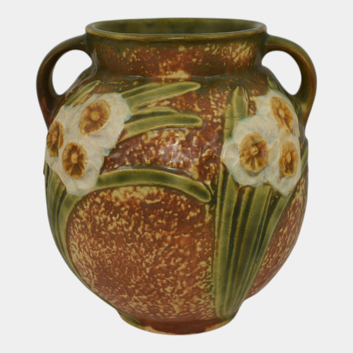 Roseville Jonquil 1931 Vintage Art and Crafts Brown Pottery Ceramic Vase 540-6 - Just Art Pottery