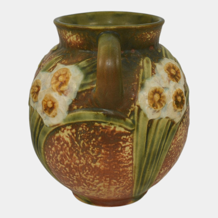 Roseville Jonquil 1931 Vintage Art and Crafts Brown Pottery Ceramic Vase 540-6 - Just Art Pottery