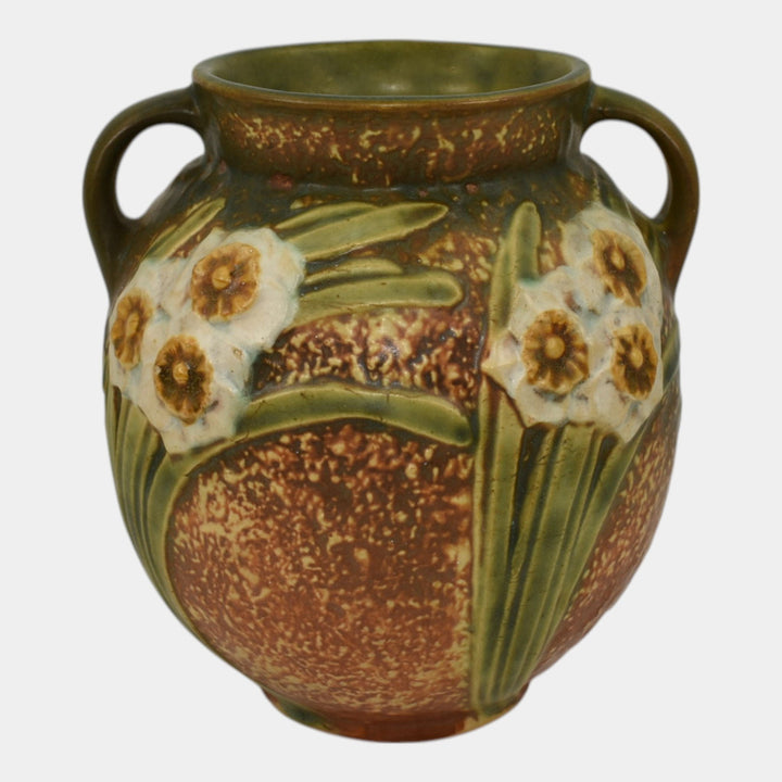 Roseville Jonquil 1931 Vintage Art and Crafts Brown Pottery Ceramic Vase 540-6 - Just Art Pottery