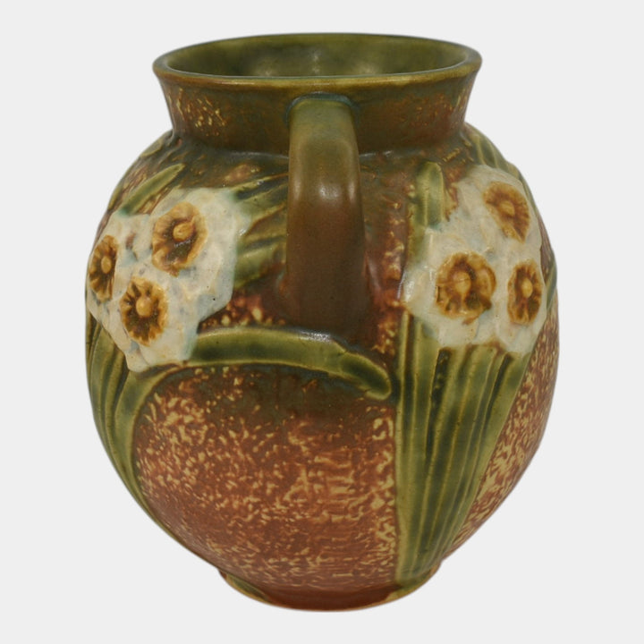 Roseville Jonquil 1931 Vintage Art and Crafts Brown Pottery Ceramic Vase 540-6 - Just Art Pottery