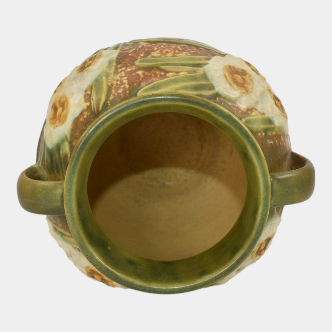 Roseville Jonquil 1931 Vintage Art and Crafts Brown Pottery Ceramic Vase 540-6 - Just Art Pottery