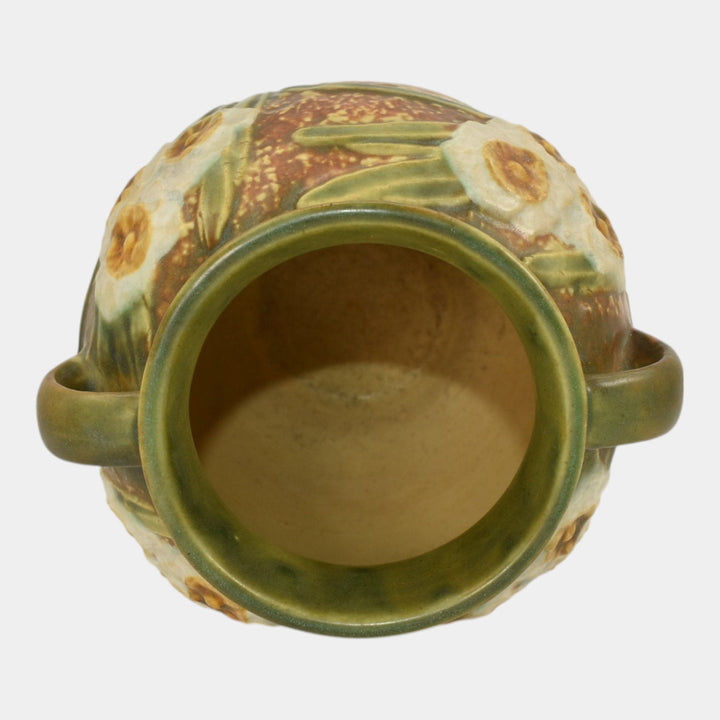 Roseville Jonquil 1931 Vintage Art and Crafts Brown Pottery Ceramic Vase 540-6 - Just Art Pottery