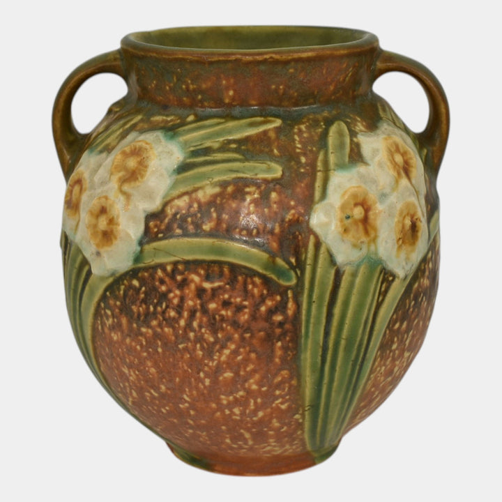 Roseville Jonquil 1931 Vintage Art and Crafts Brown Pottery Vase 540-6