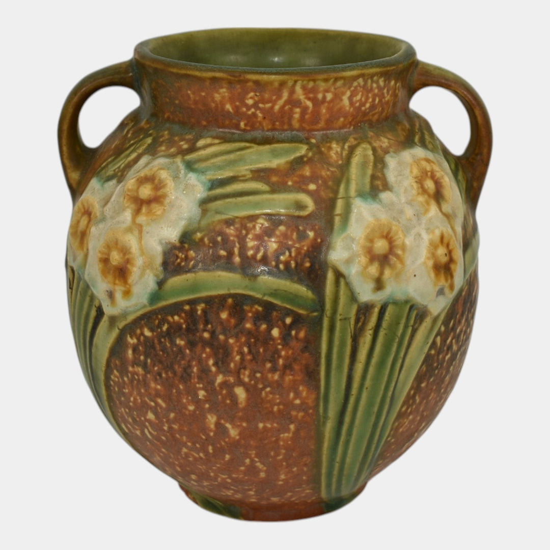 Roseville Jonquil 1931 Vintage Art and Crafts Brown Pottery Vase 540-6
