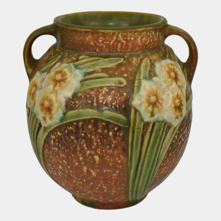 Roseville Jonquil 1931 Vintage Art and Crafts Brown Pottery Vase 540-6