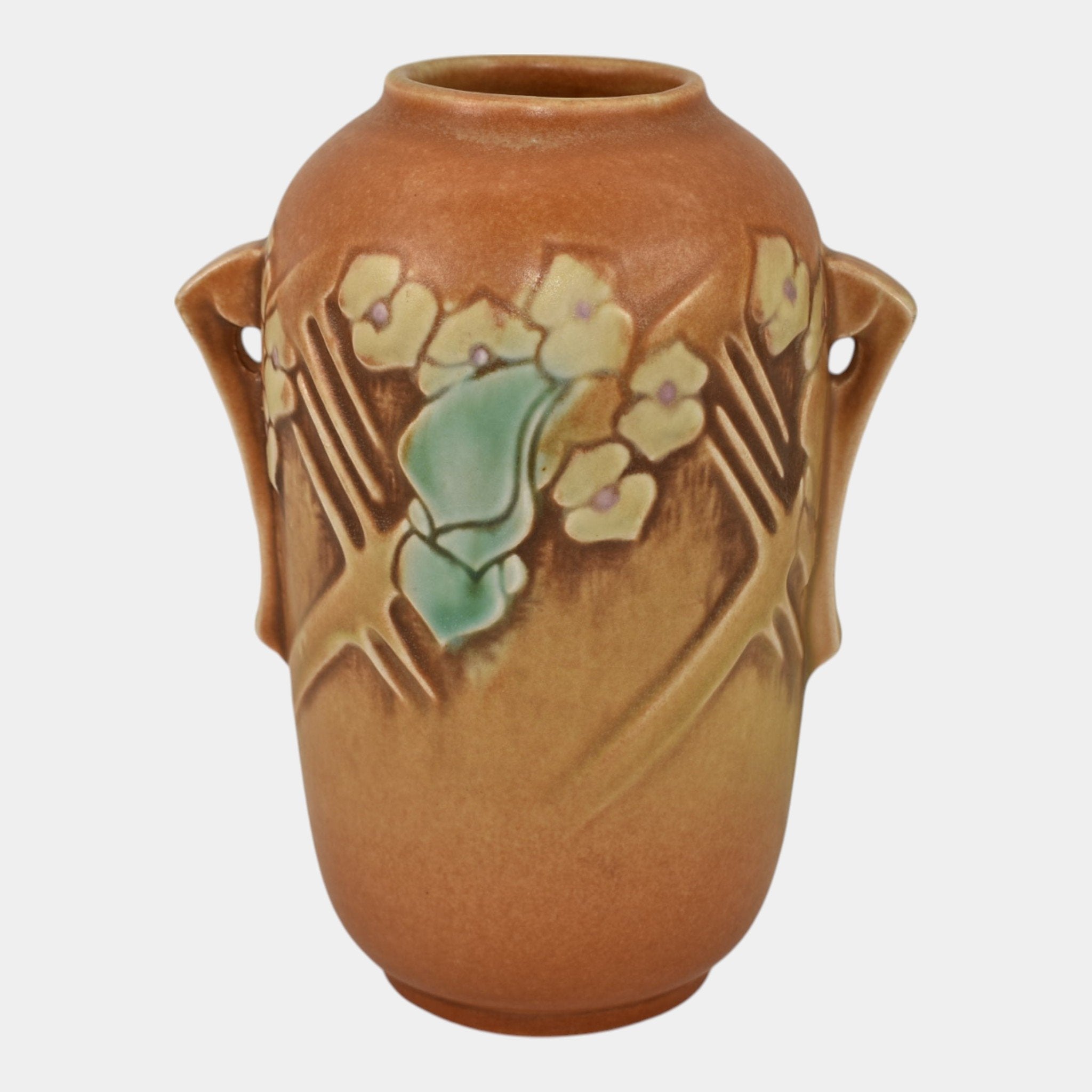 Roseville Clemana Brown 1936 Vintage Art Deco Pottery Ceramic Vase