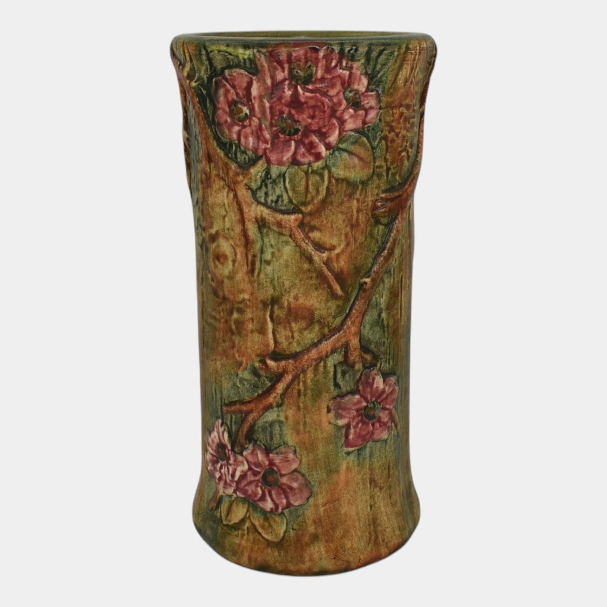 Weller Flemish 1920s Vintage Art Pottery Brown Floral Ceramic