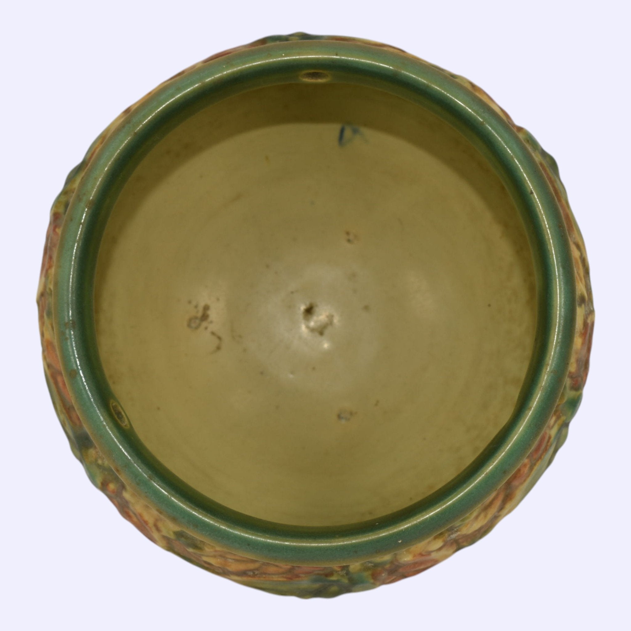 Roseville Blackberry 1932 Art Pottery Green Ceramic Hanging Basket