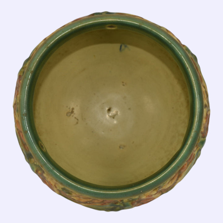 Roseville Blackberry 1932 Art Pottery Green Ceramic Hanging Basket Planter 348-5 - Just Art Pottery