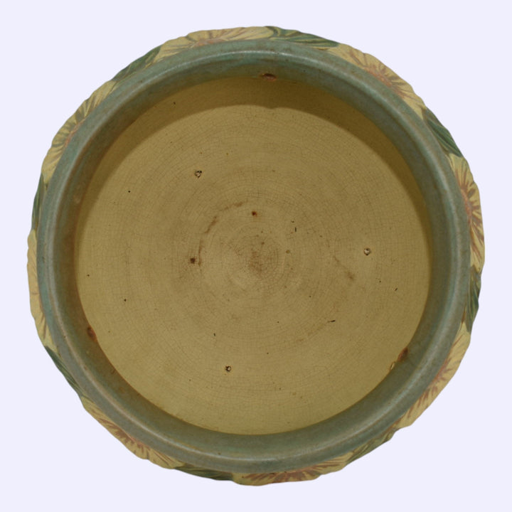 Roseville Dahlrose 1928 Arts And Crafts Pottery Hanging Basket Planter 343-6 - Just Art Pottery