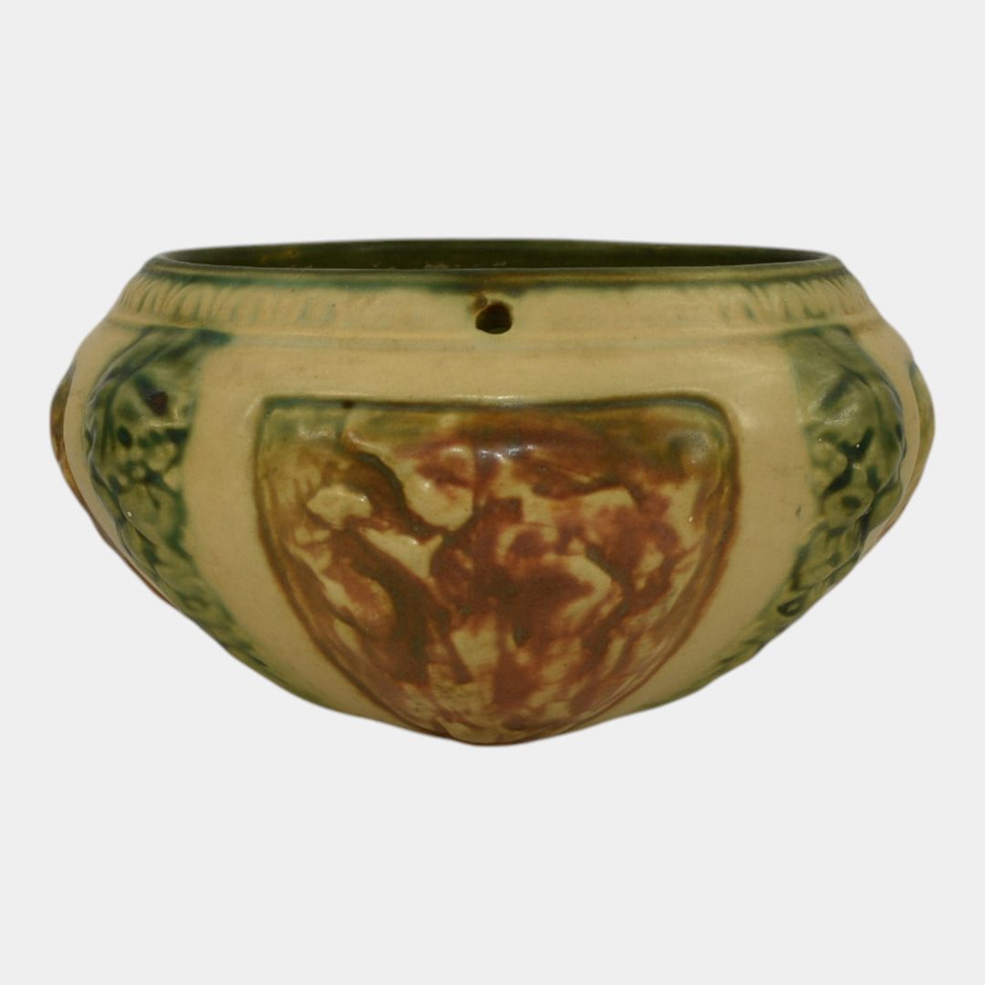 Roseville Pottery Florentine II 1933 Arts And Crafts Hanging Basket 339-5 - Just Art Pottery