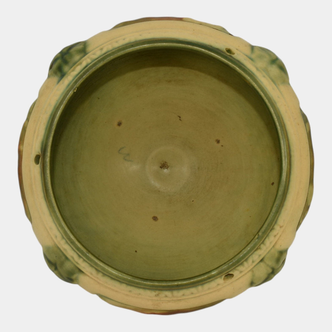Roseville Pottery Florentine II 1933 Arts And Crafts Hanging Basket 339-5 - Just Art Pottery