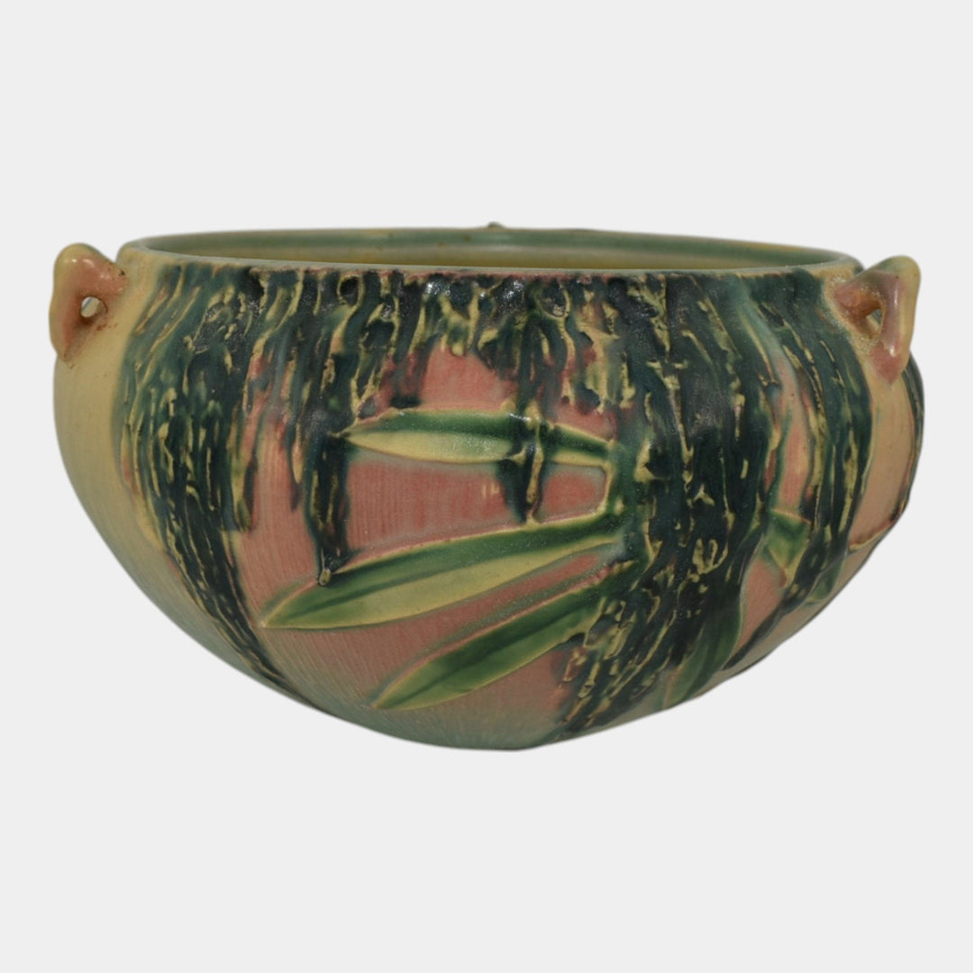 vintage ceramic hanging planter Roseville Moss Pink 1936 Vintage Pottery Ceramic Hanging Basket Planter 353-5