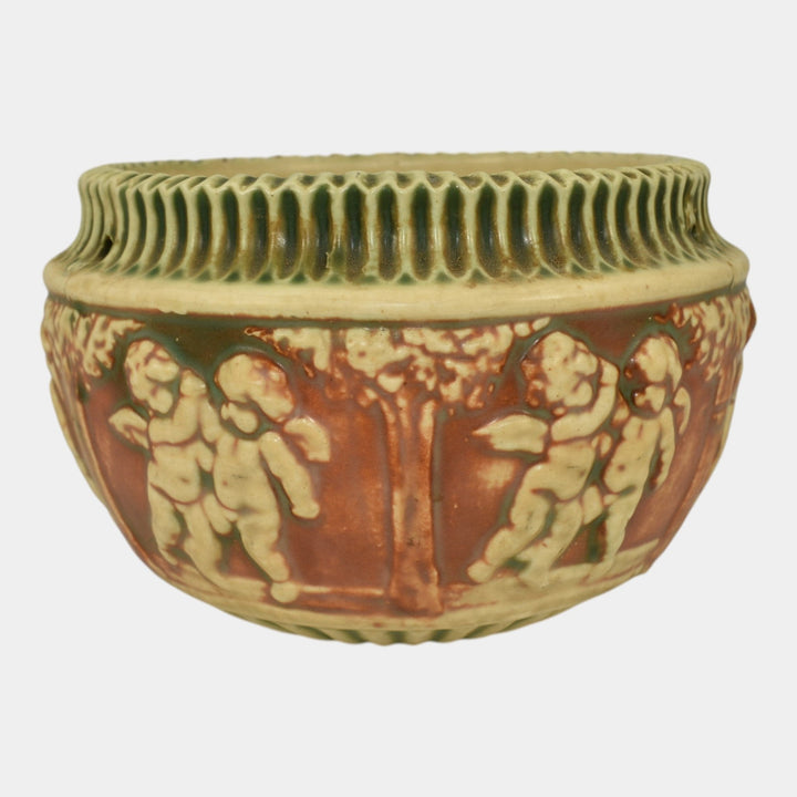 Roseville Donatello 1916 Arts And Crafts Pottery Hanging Basket Planter 327-6 - Just Art Pottery