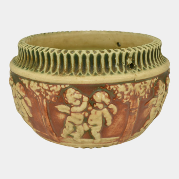 Roseville Donatello 1916 Arts And Crafts Pottery Hanging Basket Planter 327-6 - Just Art Pottery