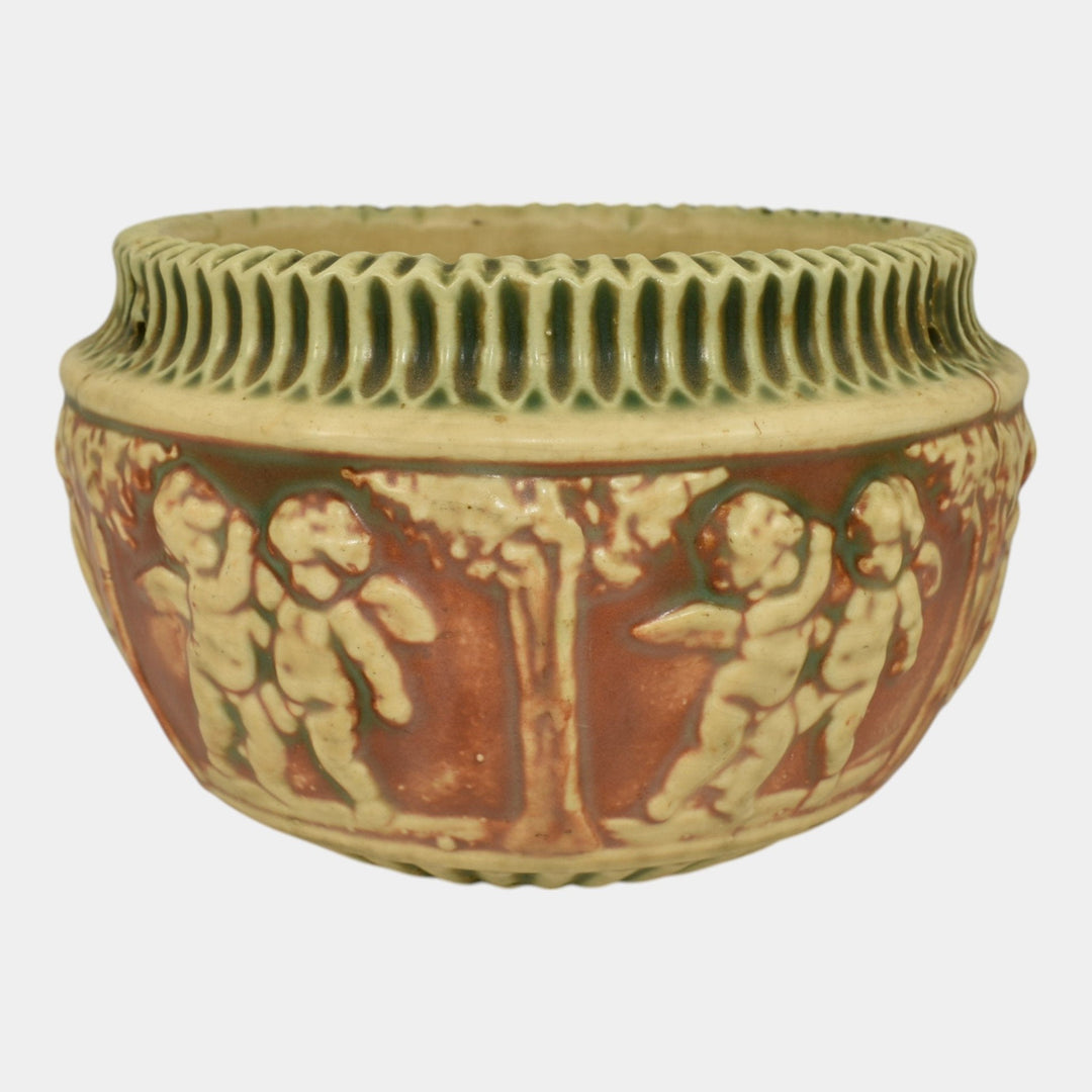 Roseville Donatello 1916 Arts And Crafts Pottery Hanging Basket Planter 327-6 - Just Art Pottery