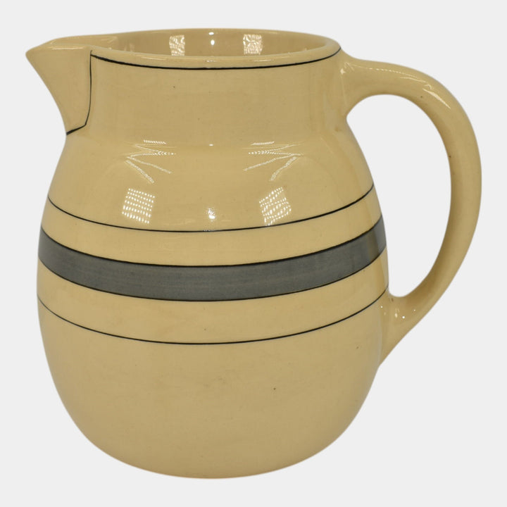 Roseville Creamware Utility Ware 1920 Pottery Banded Ceramic Pitcher
