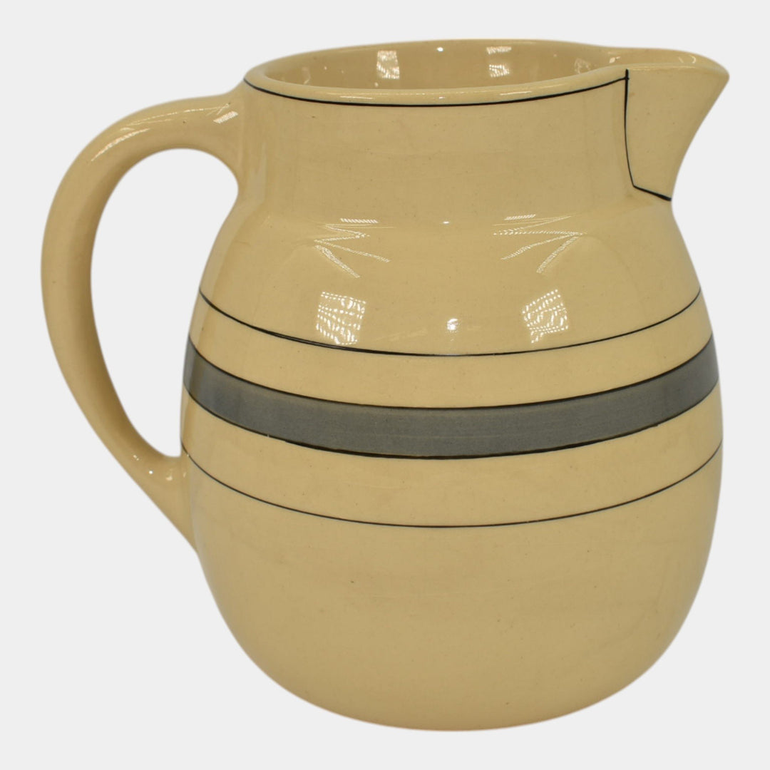 Roseville Creamware Utility Ware 1920 Pottery Banded Ceramic Pitcher