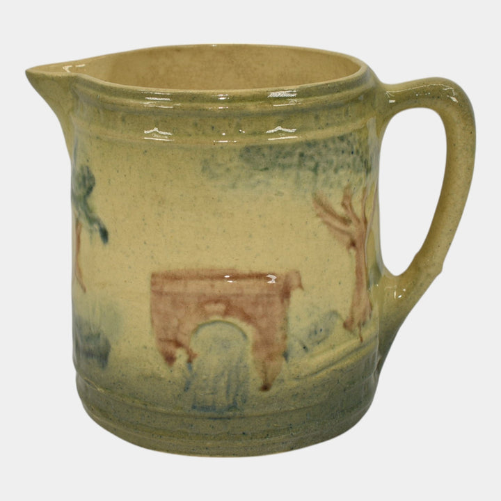 Roseville Early Ware 1910-16 Vintage Art Pottery Landscape Ceramic Pitcher - Just Art Pottery