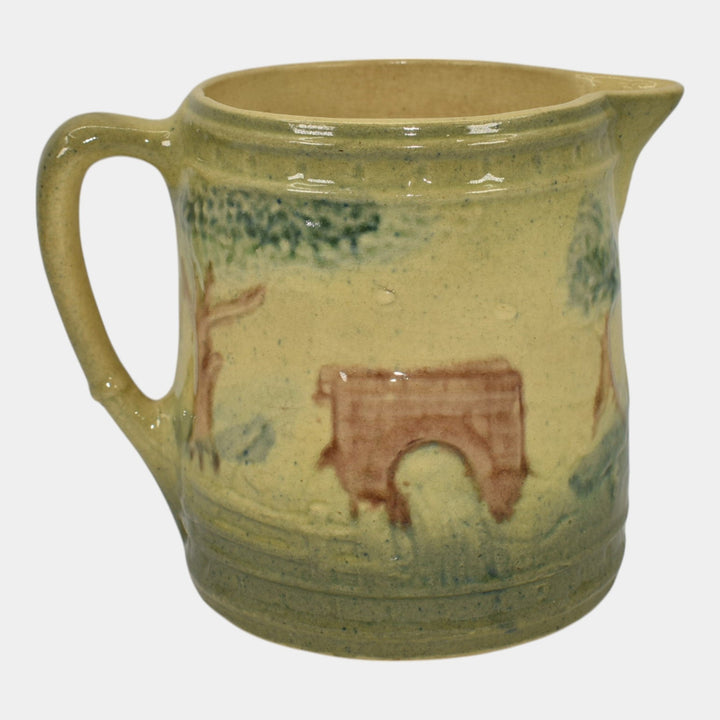 Roseville Early Ware 1910-16 Vintage Art Pottery Landscape Ceramic Pitcher - Just Art Pottery