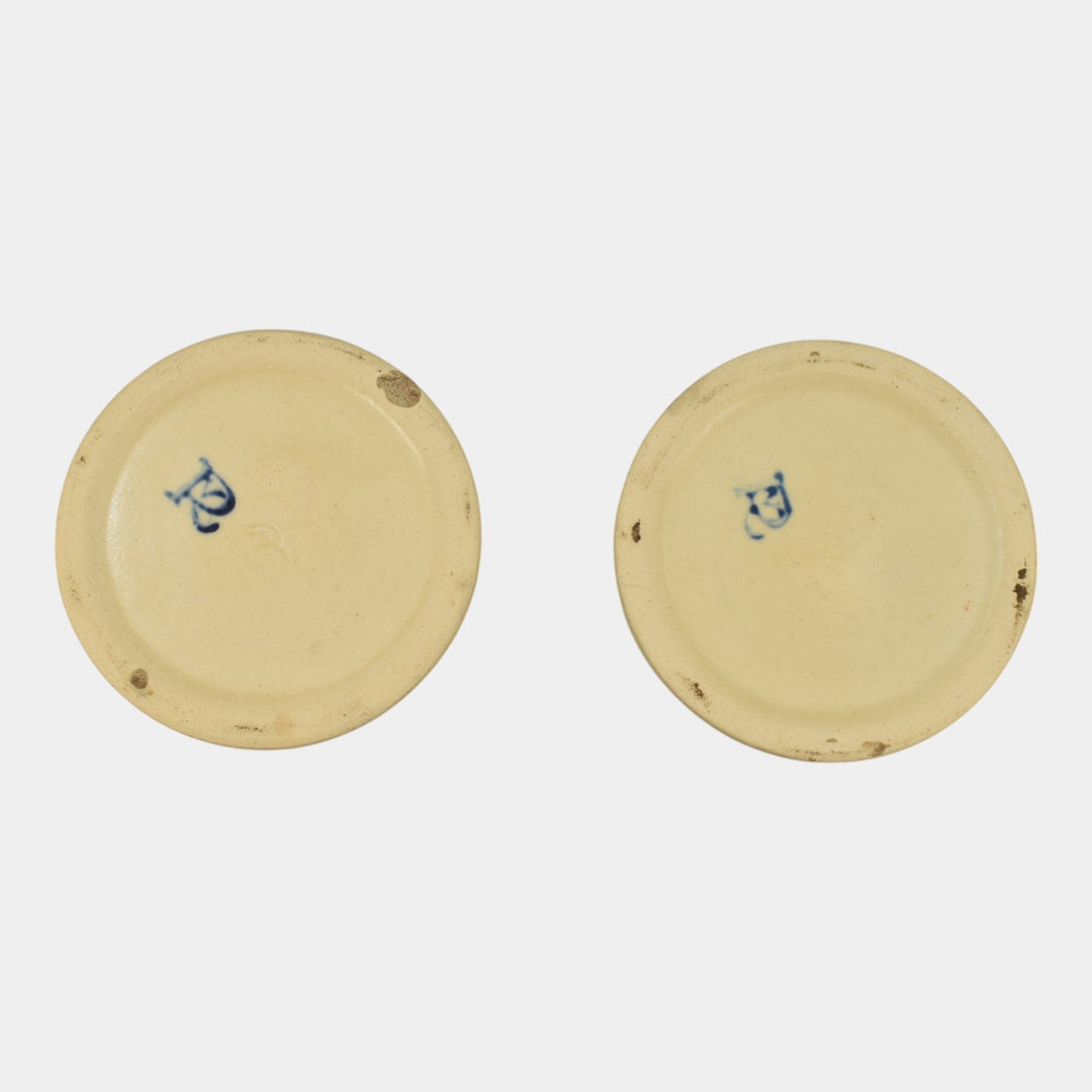 Roseville La Rose 1924 Vintage Art Pottery Ivory Ceramic Candle Holders 1051-4 - Just Art Pottery