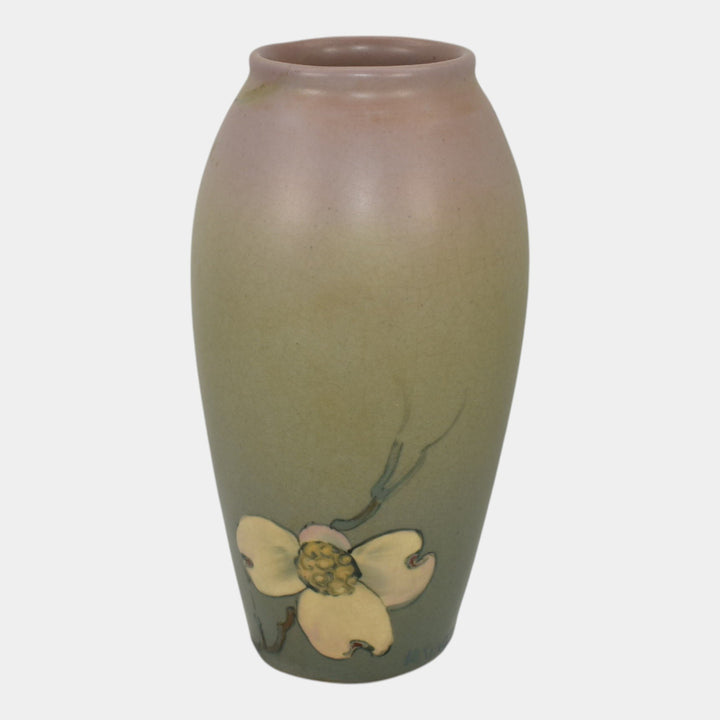 Weller Hudson 1920s Vintage Pottery Hand Painted Floral Vase
