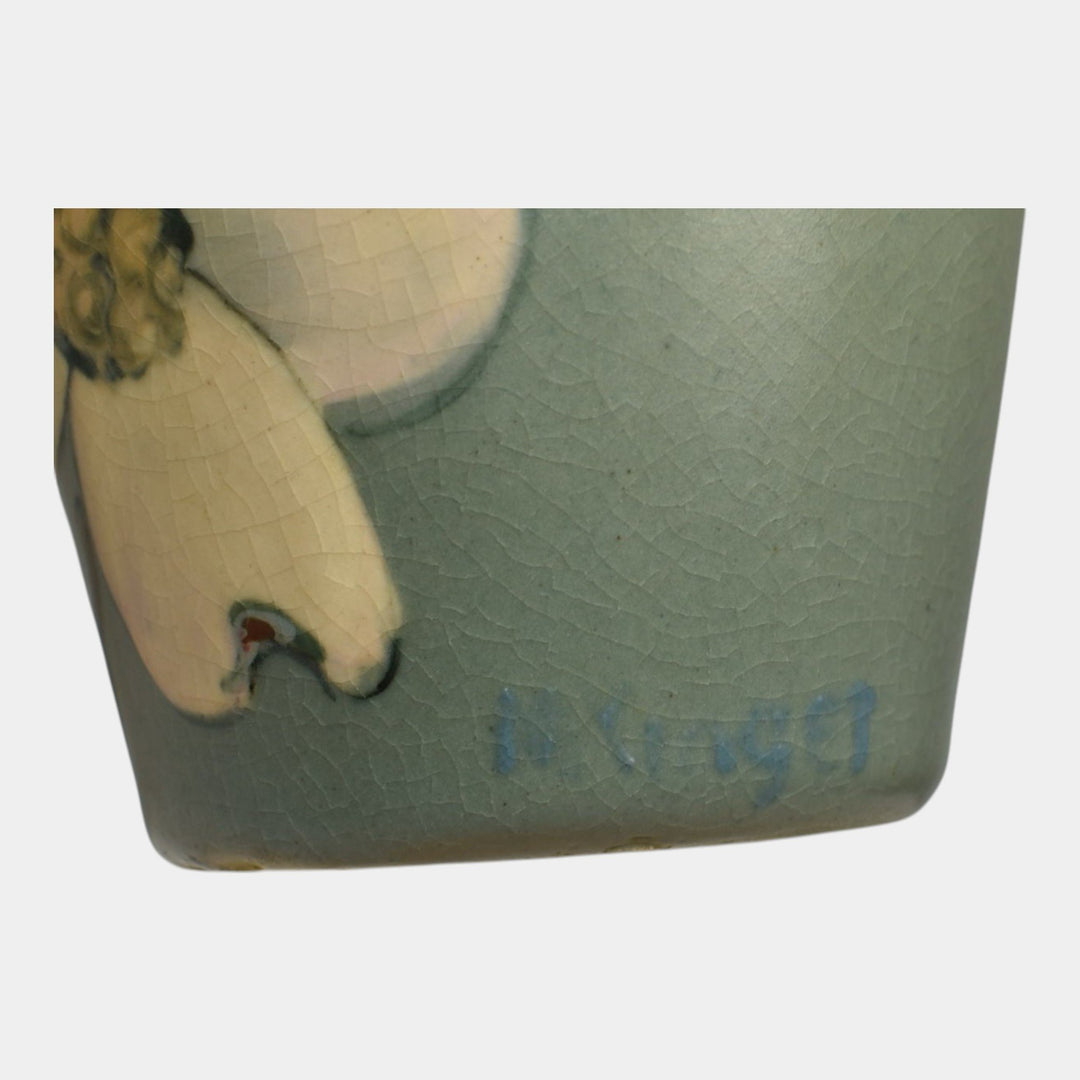 Weller Hudson 1920s Vintage Pottery Hand Painted Floral Vase