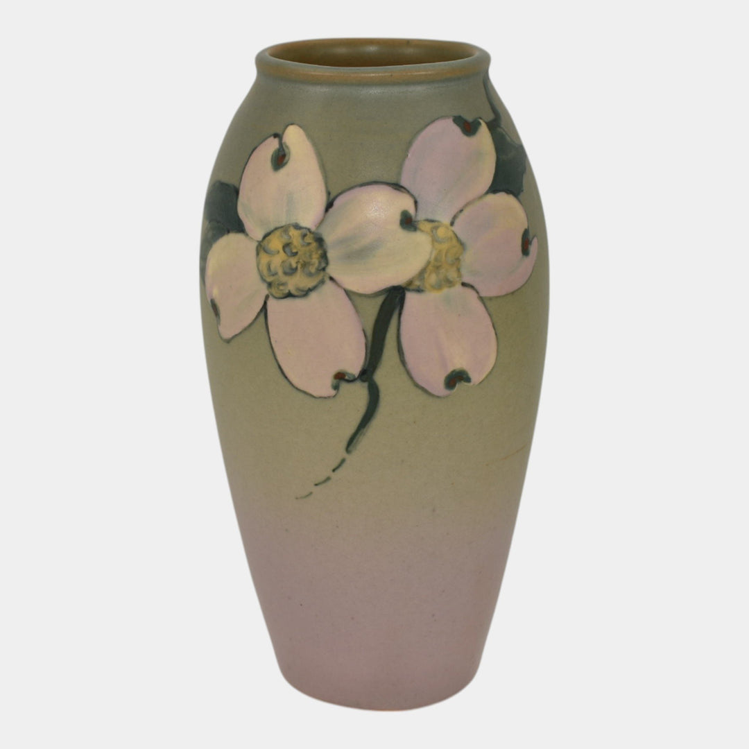 Weller Hudson 1920s Vintage Art Pottery Hand Painted Green Purple Vase - Just Art Pottery