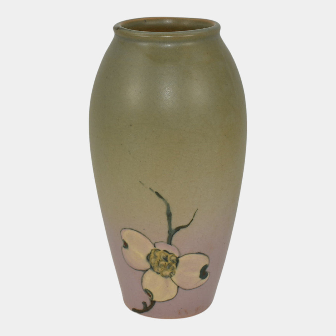 Weller Hudson 1920s Vintage Art Pottery Hand Painted Green Purple Vase - Just Art Pottery