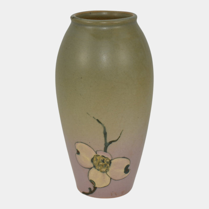 Weller Hudson 1920s Vintage Art Pottery Hand Painted Green Purple Vase - Just Art Pottery
