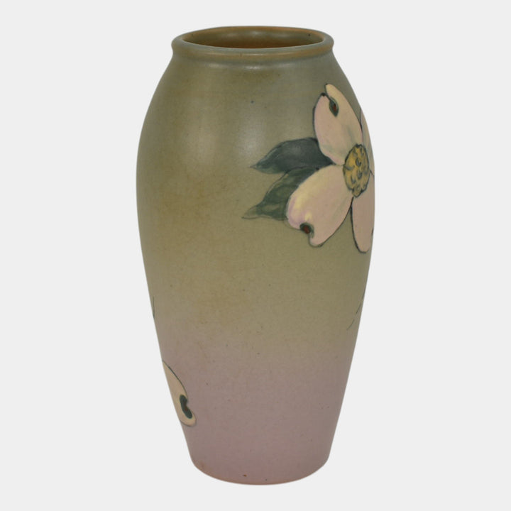 Weller Hudson 1920s Vintage Art Pottery Hand Painted Green Purple Vase - Just Art Pottery