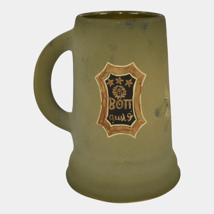 Weller Matte Perfecto 1900s Pottery Dragon Coat of Arms Mug - Just Art Pottery