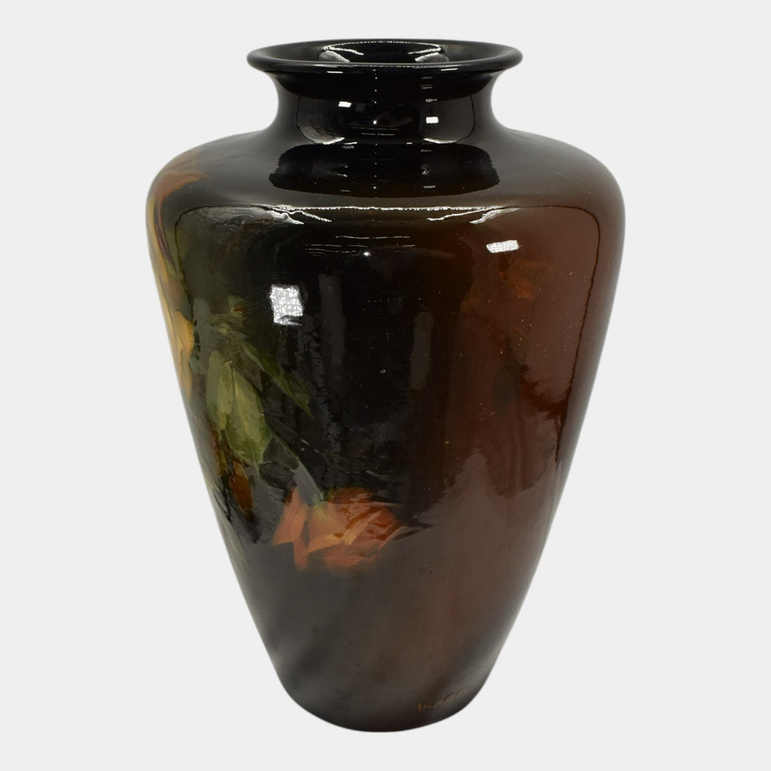 Roseville Rozane 1900s Art Pottery Standard Glaze Roses Floor Vase 861 Myers